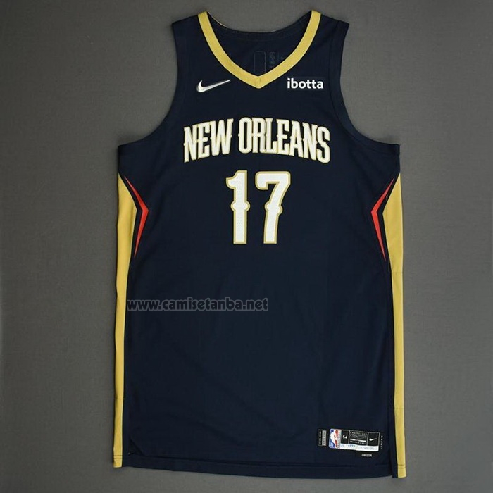 Camiseta New Orleans Pelicans Jonas Valanciunas #17 Icon Autentico Azul